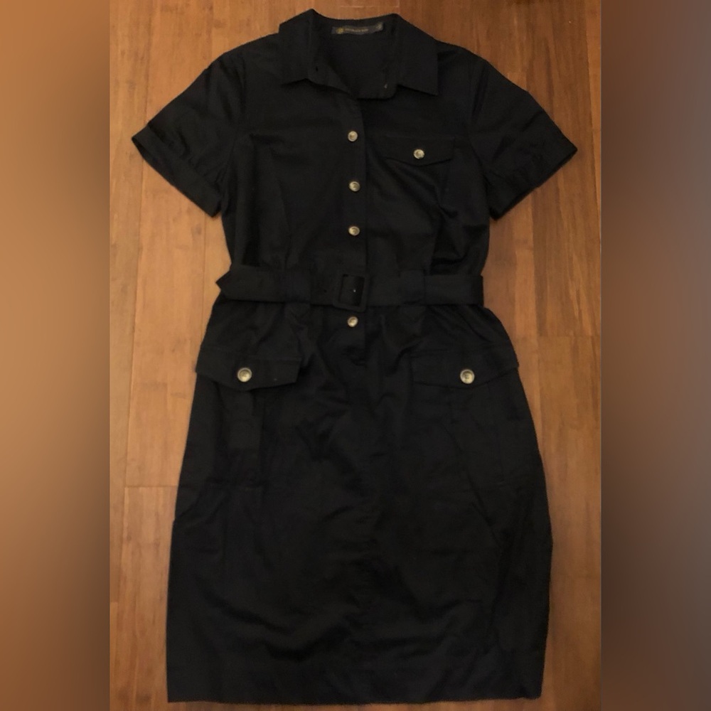 Shirt Dress Black Button Safari Outback Red Belted 8 / 10